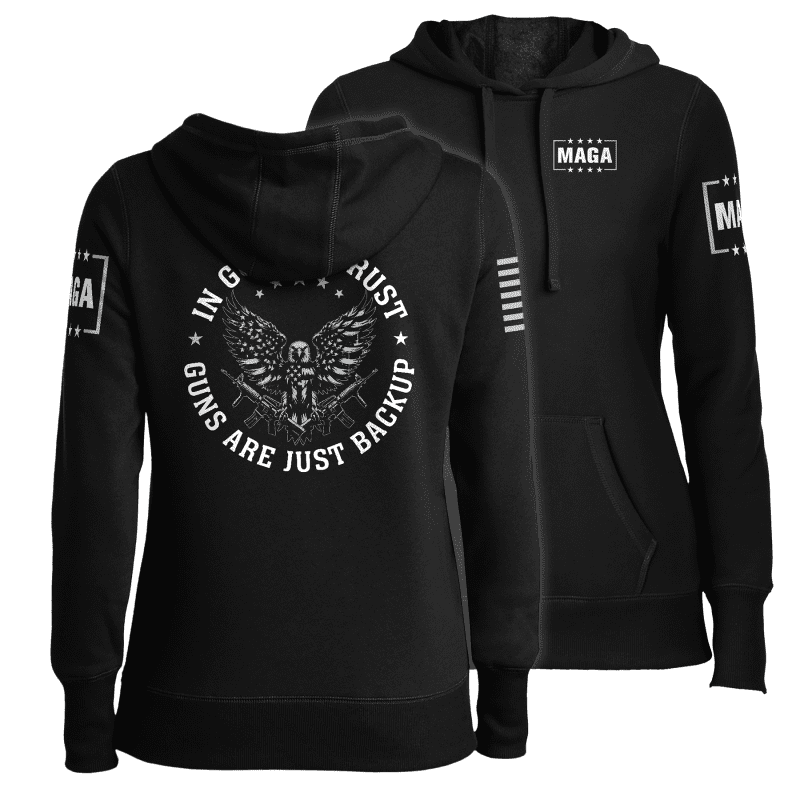 Black / XS In God We Trust Ladies Hoodie maga trump