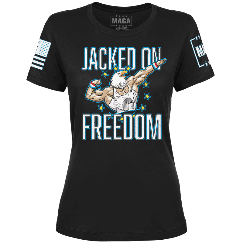 Black / XS Jacked On Freedom Ladies Tee maga trump