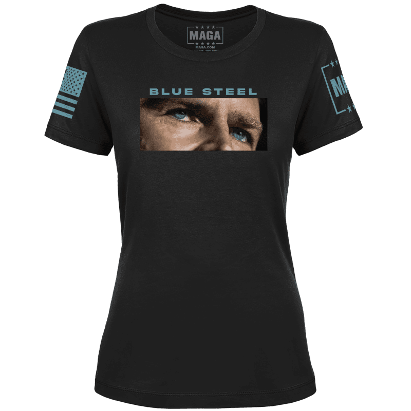 Black / XS JD Vance - Blue Steel Ladies Tee maga trump