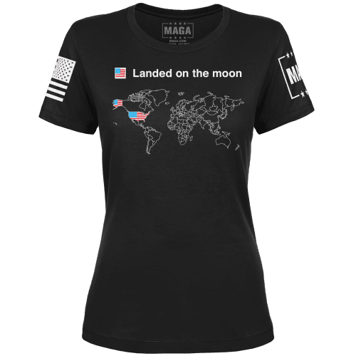 Black / XS Landed On The Moon Ladies Tee maga trump