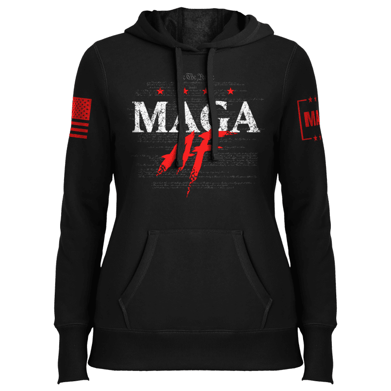 Black / XS MAGA AF Ladies Hoodie maga trump