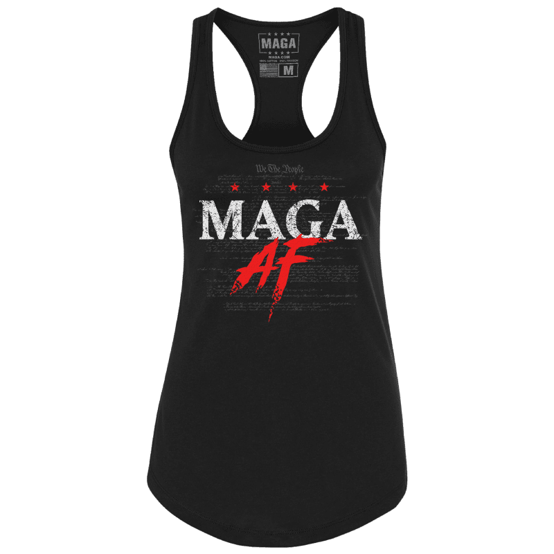 Black / XS MAGA AF Ladies Racerback Tank maga trump