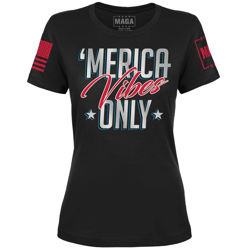 Black / XS Merica Vibes Only Ladies Tee maga trump