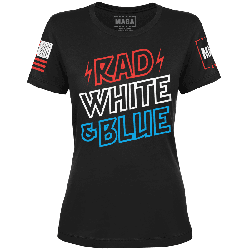 Black / XS Rad White & Blue Ladies Tee maga trump