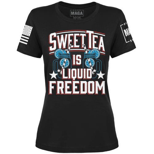 Black / XS Sweet Tea Is Liquid Freedom Ladies Tee maga trump