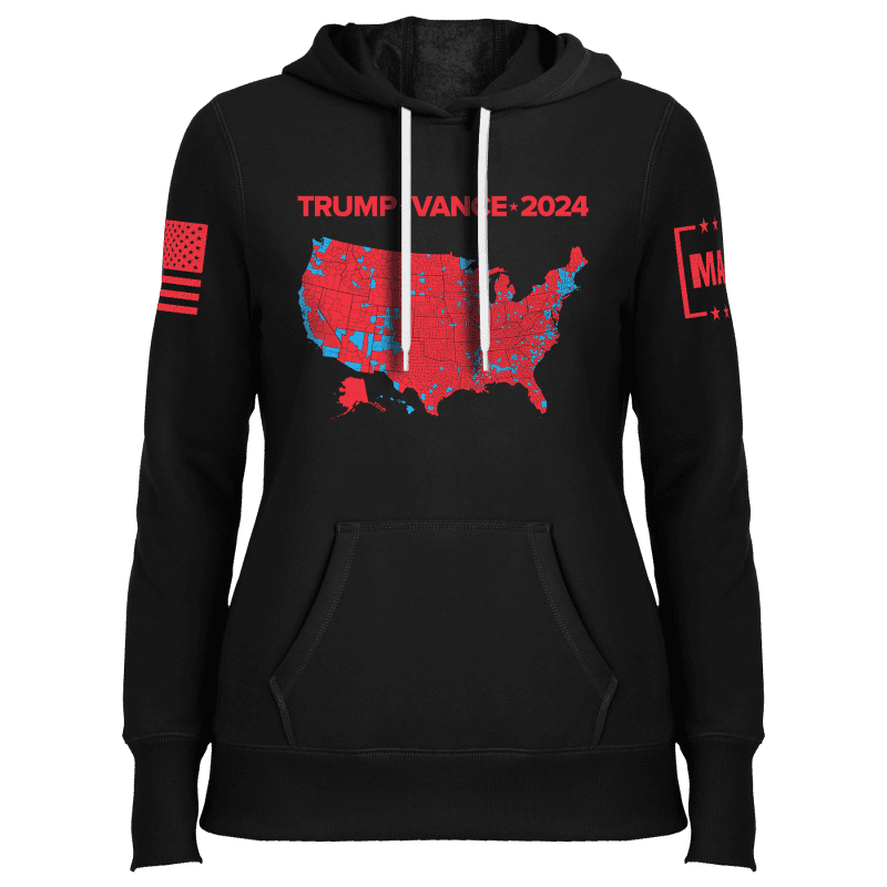 Black / XS Trump Vance 2024 Electoral Map Ladies Hoodie maga trump