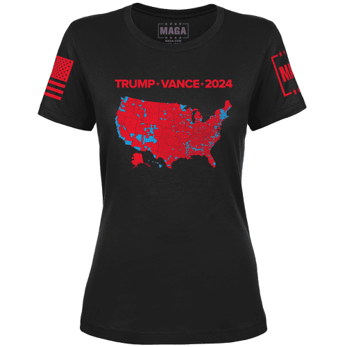 Black / XS Trump Vance 2024 Electoral Map Ladies Tee maga trump