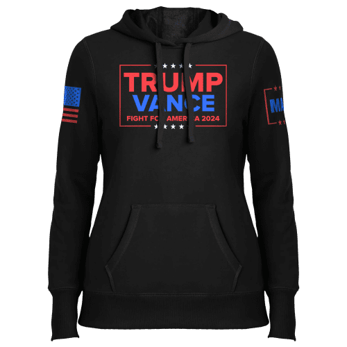 Black / XS Trump Vance - Fight Ladies Hoodie maga trump