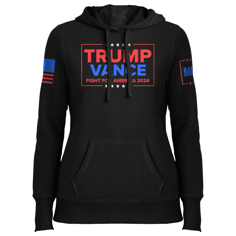 Black / XS Trump Vance - Fight Ladies Hoodie maga trump