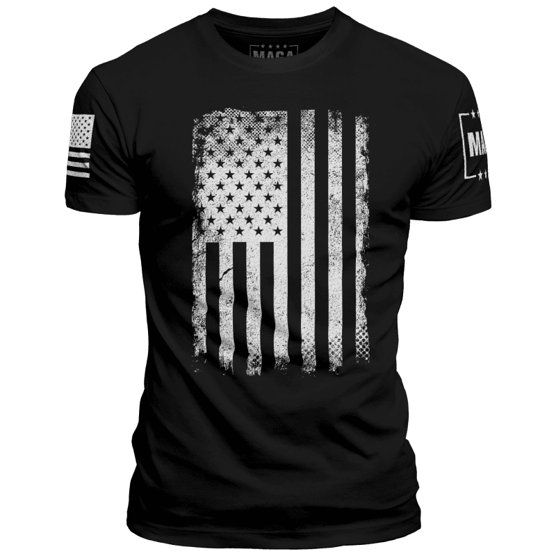 Black / XS Vertical Flag Distressed - White maga trump