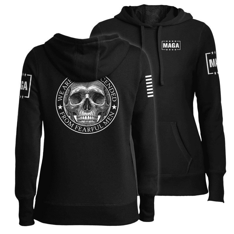 Black / XS We are not Descended Skull Ladies Hoodie maga trump