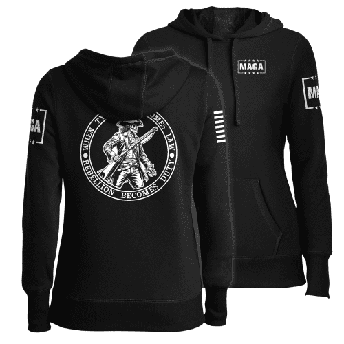 Black / XS When Tyranny Become Law PatriotLadies Hoodie maga trump