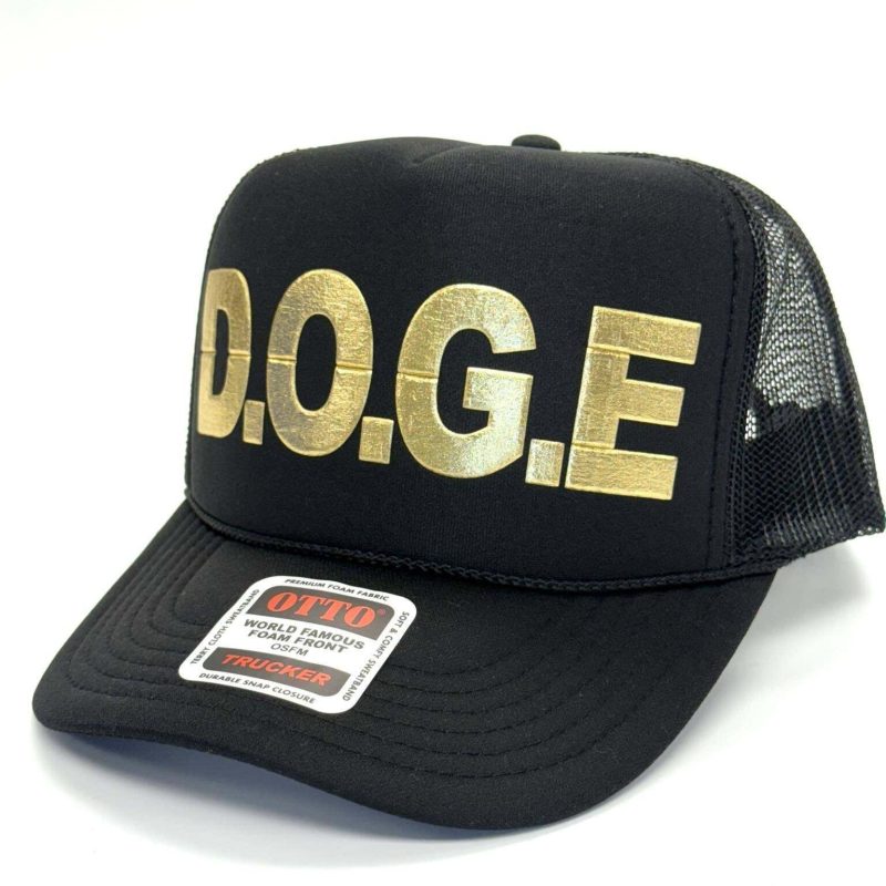 cap 5 panel high crown mesh back trucker hat black department of d o g e department of d o g e maga trump 37533929242801