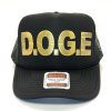 CAP 5 Panel High Crown Mesh Back Trucker Hat / Black Department of D.O.G.E maga trump