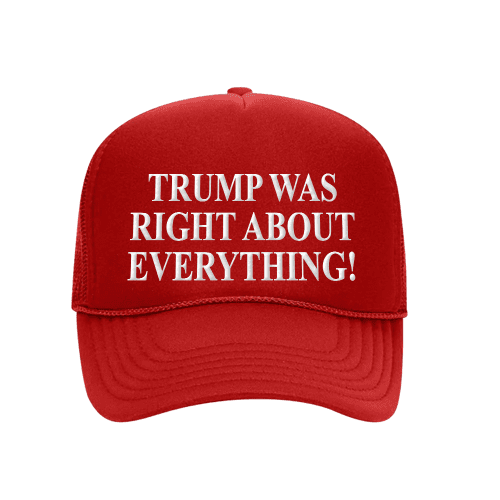 CAP 5 Panel High Crown Mesh Back Trucker Hat / Red TRUMP WAS RIGHT ABOUT EVERYTHING Hat maga trump