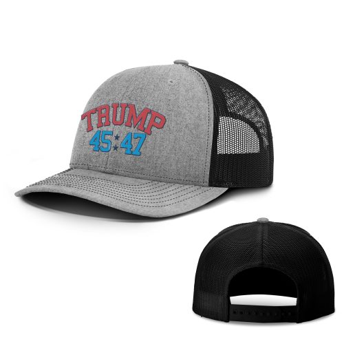 Heather Grey/ Black / OS Trump 45 47 Trucker Hat maga trump