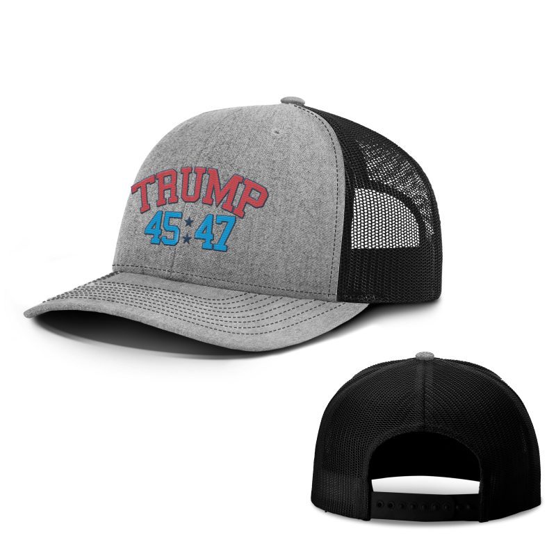 Heather Grey/ Black / OS Trump 45 47 Trucker Hat maga trump