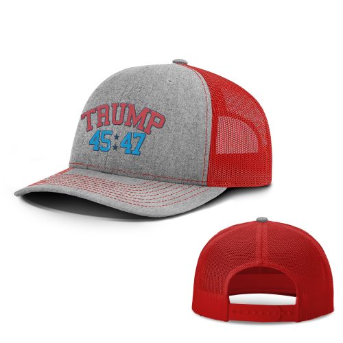 Heather Grey/ Red / OS Trump 45 47 Trucker Hat maga trump