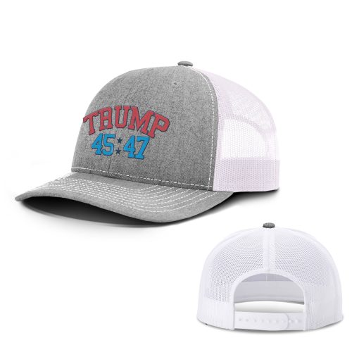 Heather Grey/ White / OS Trump 45 47 Trucker Hat maga trump