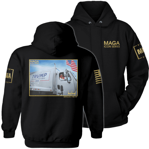 Hoodie / Black / XS Icon Series - Trump Garbage Truck maga trump