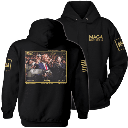 Hoodie / Black / XS Icon Series - Trump with UFC Belt maga trump