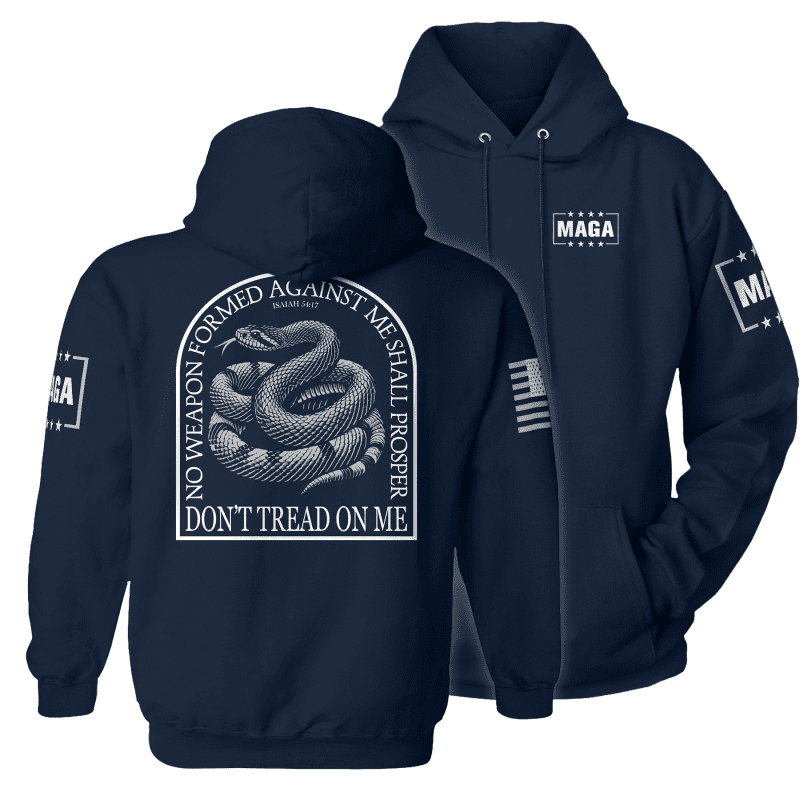 Hoodie / Midnight Navy / XS No Weapon Formed Against Me - Don't Tread On Me maga trump