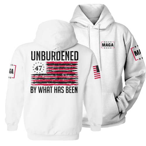 Hoodie / White / XS Unburdened by What Has Been 2 maga trump