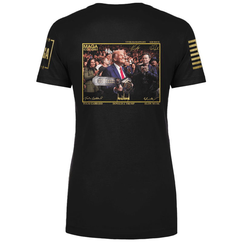 icon series trump with ufc belt ladies tee icon series trump with ufc belt ladies tee maga trump 37365661368497