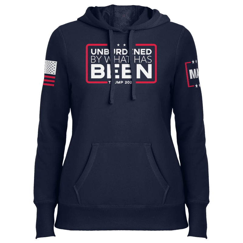 Ladies Hoodie / Navy / XS Unburdened by What Has Been Ladies maga trump