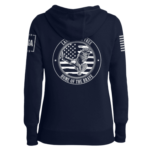 land of the free home of the brave eagle ladies hoodie land of the free home of the brave eagle ladies hoodie maga trump 37485904265393