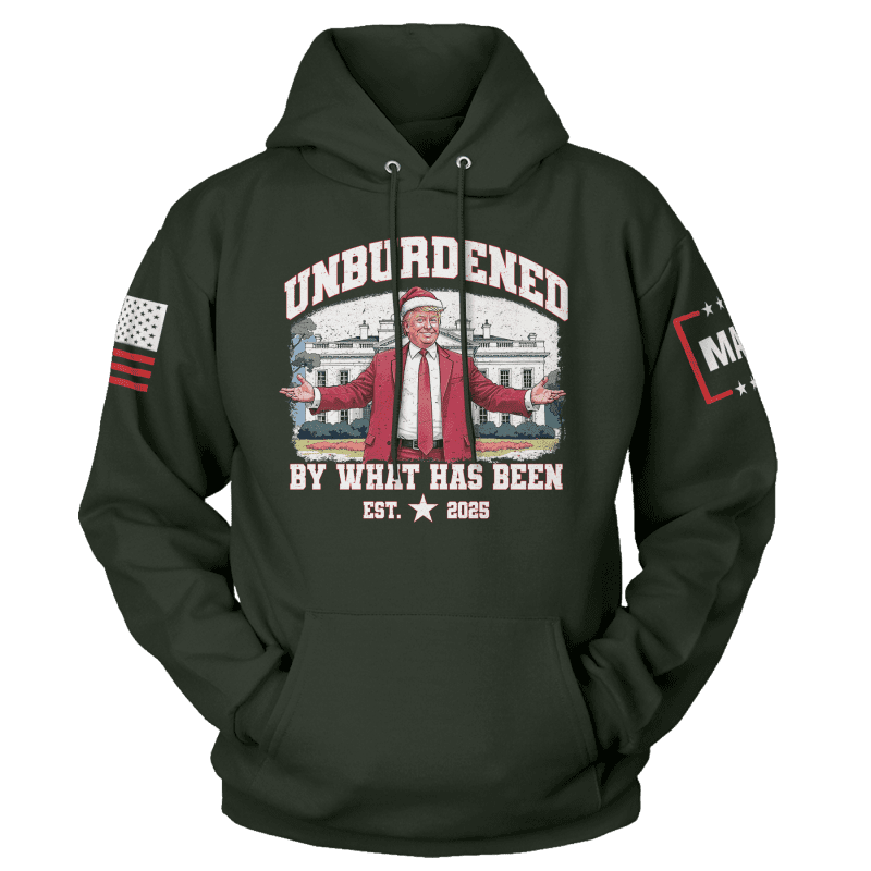 Men's Hoodie / Green / XS Unburdened by What Has Been - Christmas maga trump