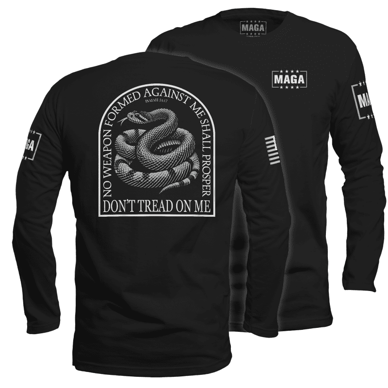 Men's Long Sleeve / Black / S No Weapon Formed Against Me - Don't Tread On Me maga trump