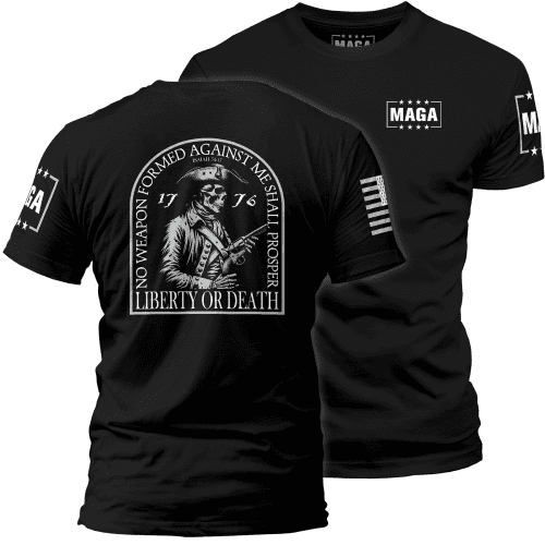 Men's Shirt / Black / XS Liberty or Death Skull Patriot maga trump