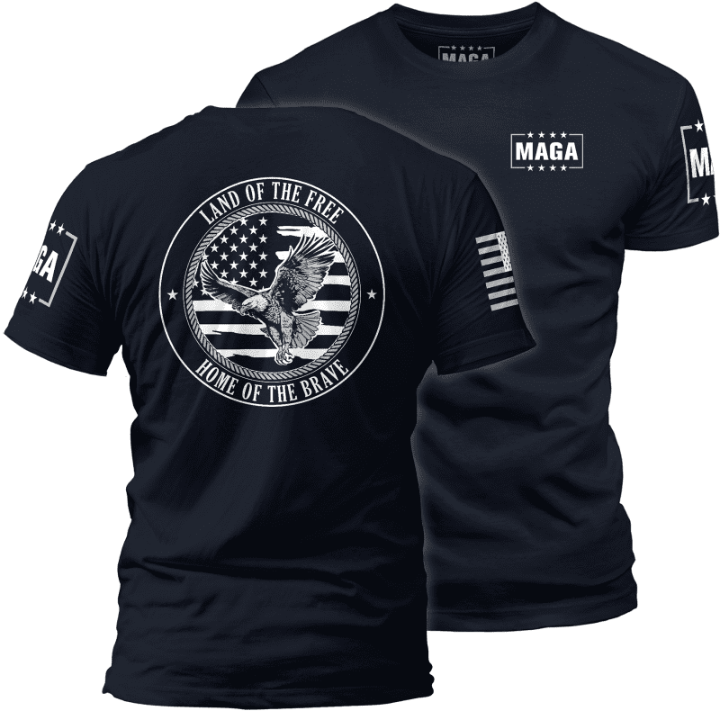 Men's Shirt / Midnight Navy / XS Land of the Free Home of the Brave Eagle maga trump