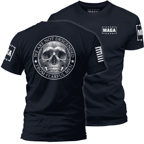 Men's Shirt / Midnight Navy / XS We are not Descended Skull maga trump