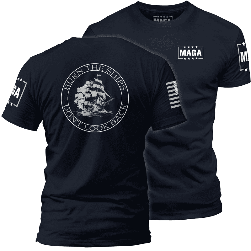 Men's Shirt / Navy / XS Burn the Ships maga trump