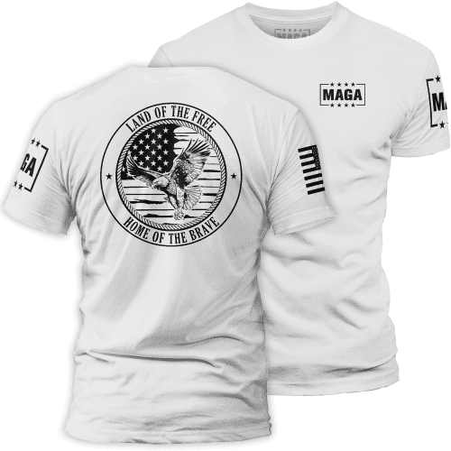 Men's Shirt / White / XS Land of the Free Home of the Brave Eagle maga trump