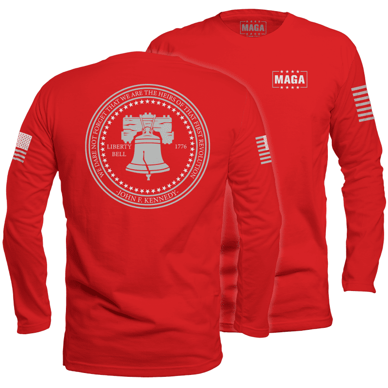 Mens Long Sleeve / Red / S Liberty Bell Kennedy Quote maga trump