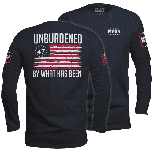 Navy / S Unburdened by What Has Been 2 Long Sleeve maga trump