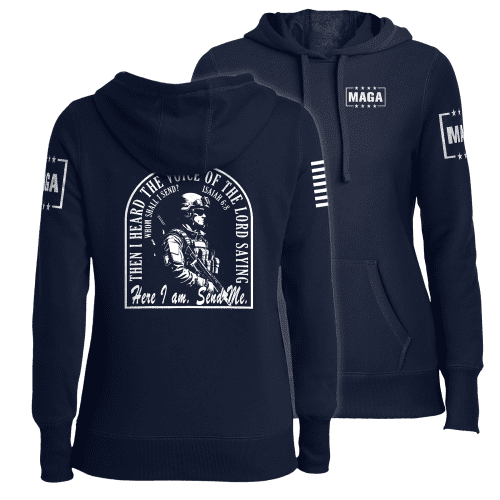 Navy / XS Send Me Ladies Hoodie maga trump