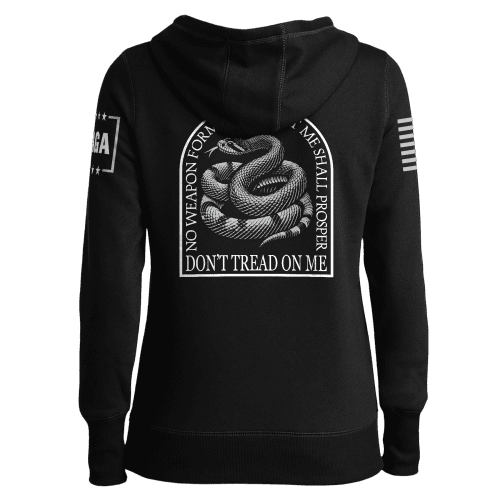 no weapon formed against me don t tread on me ladies hoodie no weapon formed against me don t tread on me ladies hoodie maga trump 37485469532337