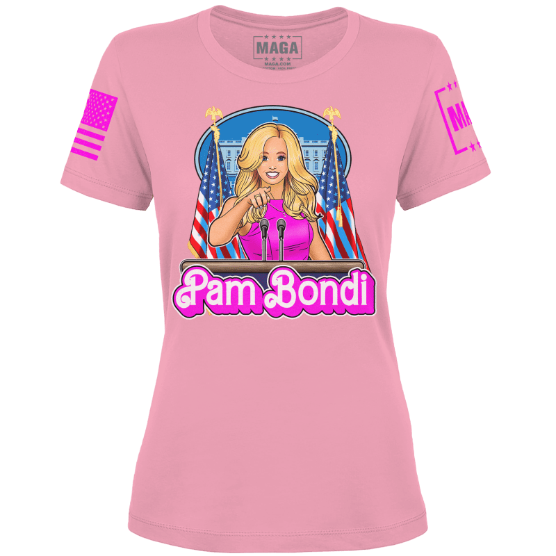 Pink / XS Pam Bondi V1 Ladies Tee maga trump