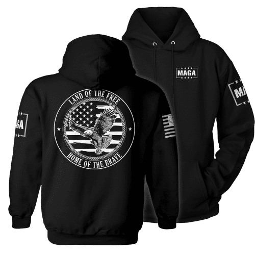 Premium Soft Hoodie / Black / XS Land of the Free Home of the Brave Eagle maga trump