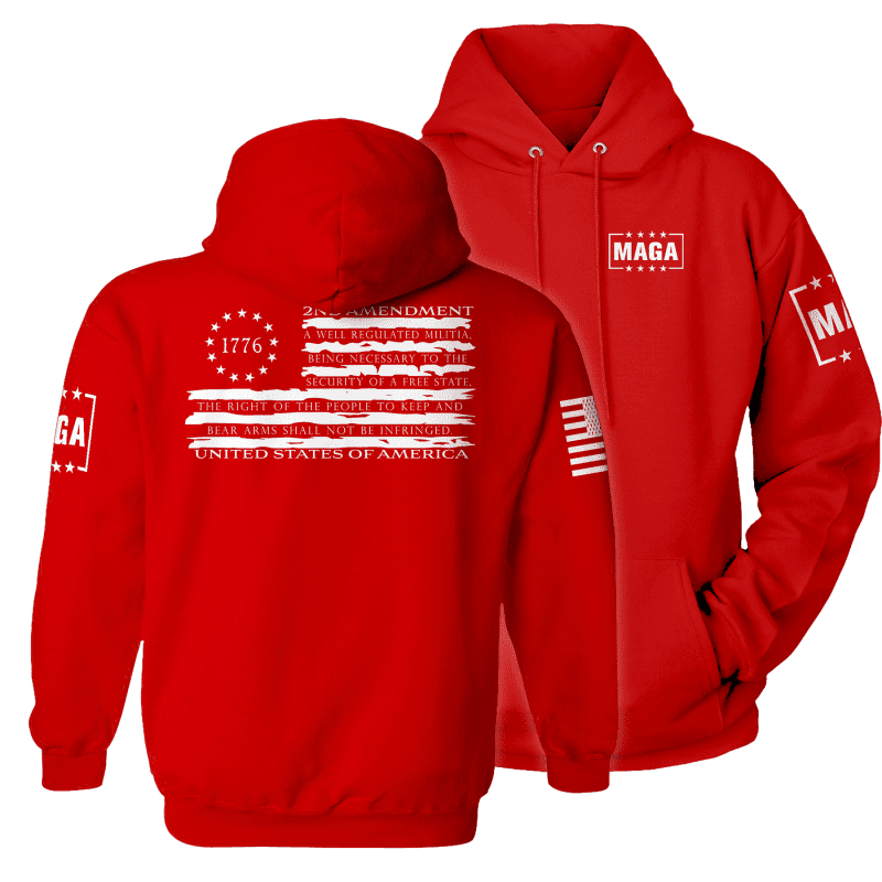 Premium Soft Hoodie / Red / XS 1776 Betsy Tattered 2A Flag maga trump