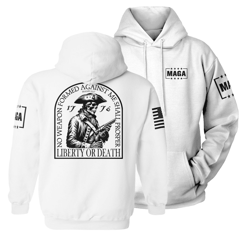 Premium Soft Hoodie / White / XS Liberty or Death Skull Patriot maga trump