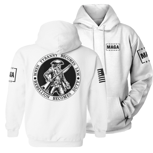 Premium Soft Hoodie / White / XS When Tyranny Become Law Patriot maga trump