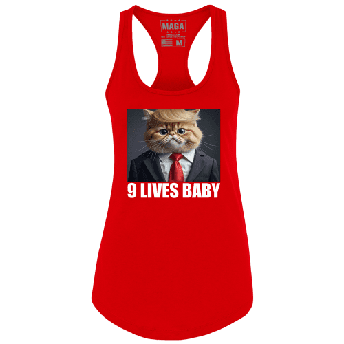 Red / XS 9 Lives Baby Racerback Tank Top maga trump