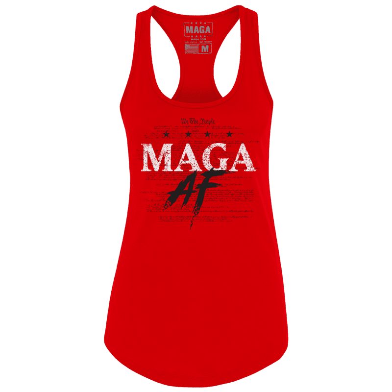 Red / XS MAGA AF Ladies Racerback Tank Top maga trump