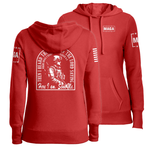 Red / XS Send Me Ladies Hoodie maga trump