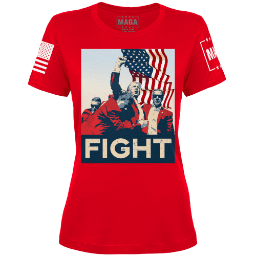 Red / XS Trump Fight Iconic Ladies Tee maga trump